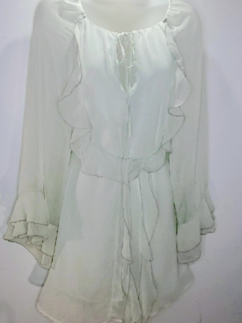 Francesca's Collections Mint Green Ruffle  Tie-Front Chiffon Romper